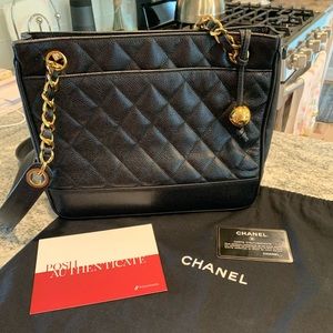 Authentic Chanel caviar shoulder bag.